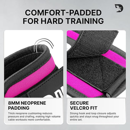 DMoose Fitness Ankle Strap for Cable Machine - One Size Fit with Premium Padding Cuffs, Ankle Bands for Working Out, Booty Workouts, Leg Extension, Hip Abductors, Kickbacks & Lower Body Exercises