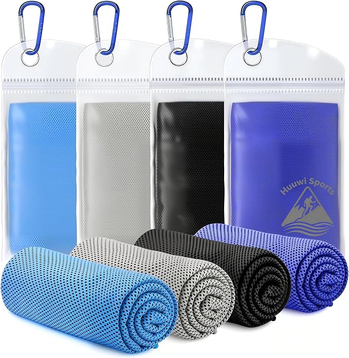 Cooling Towel 4 Pack, 40"x12" Ice Towel for Instant Relief, Microfiber Chilly Towel for Sports, Gym, Running, Yoga, Golf, Camping, Fitness (Mix 2)