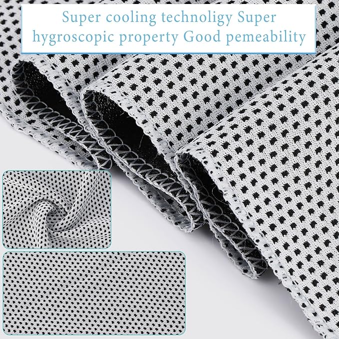 Honoson 10 Pack Cooling Towels Bulk - 47"x12" Soft Breathable Ice Towels for Neck & Face, Portable Chilly Rags Microfiber Sweat Rags for Yoga, Sports, Gym, Workout & Fitness(Light Gray)