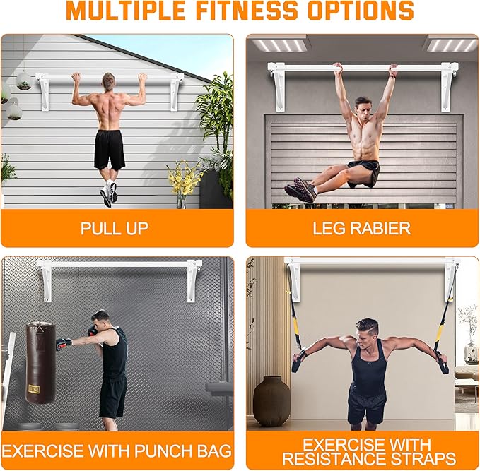 Pull Up Bar Wall Mounted, Heavy Duty 650 lbs Capacity Chin Up Bar, 48" Multi-Grip Strength Training Pull-up Bars, for Home Gym Garage/Backyard Total Body Workout, Ease Of Use Mounting