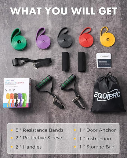 Resistance Bands, Exercise Bands, Resistance Bands for Working Out with Handles and Door Anchor, Workout Bands for Men Women with Protective Sleeve for Fitness Weights Work Out at Home