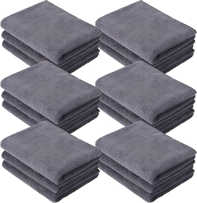 Handepo 12 Pcs Microfiber Workout Gym Towels, 360 GSM 12x30 Inch Fast Drying Yoga Towels for Sweat, Soft Gym Towel for Men Women Travel Sports(Gray)