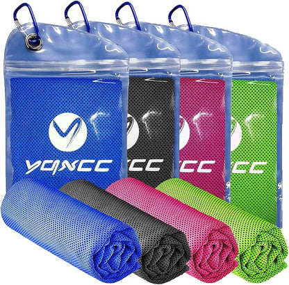 YQXCC Cooling Towels | 4 Pack 40"x12" | Cool for Neck | Microfiber Soft Breathable Chilly | for Sports, Yoga, Golf, Gym, Camping, Running, Workout & More Activities