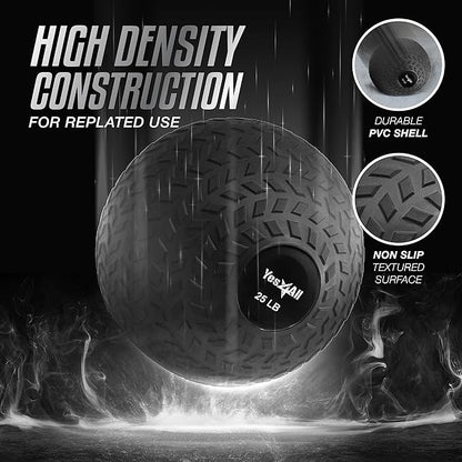 Yes4All Slam Balls, 10-40lb Weighted Ball Weight, Durable PVC Sand Filled Workout Dynamic Slam Ball for Core Strengthen