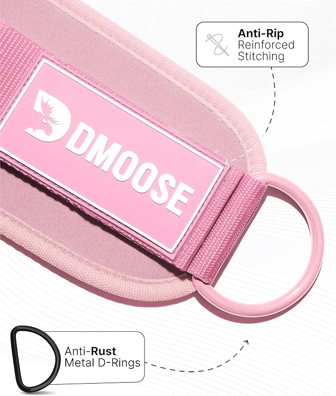 DMoose Fitness Ankle Strap for Cable Machine - One Size Fit with Premium Padding Cuffs, Ankle Bands for Working Out, Booty Workouts, Leg Extension, Hip Abductors, Kickbacks & Lower Body Exercises