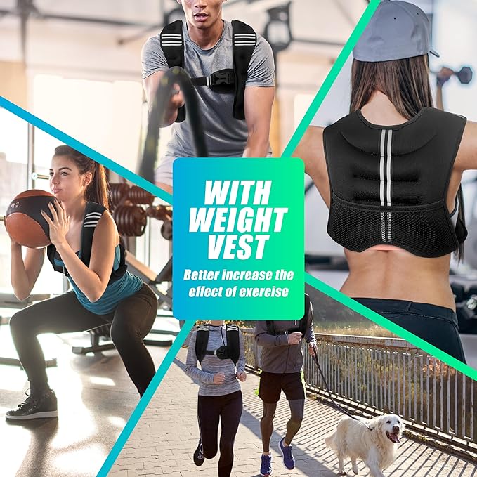 Weighted Vest Men or Women - 6lb/8lb/12lb/16lb/20lb/25lb/30lb Weights with Reflective Stripe, Weighted vest for Workout Equipment for Strength Training Night Running