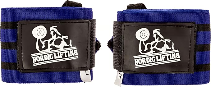 Nordic Lifting Wrist Wraps Super Heavy Duty (1 Pair/2 Wraps) 24" Support for Weight Lifting | Powerlifting | Gym | Cross Training- Weightlifting Thumb Loop - Men & Women