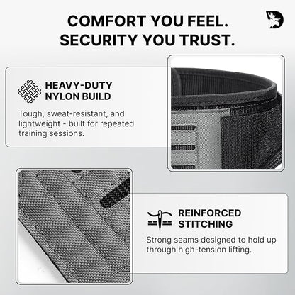 DMoose Weight Lifting Belt - Auto Locking Gym Belt for Olympic Training, WOD, Cross Training for Men and Women - 4" Nylon Workout belt with Adjustable Buckle - Provides Lumbar Support and Stability