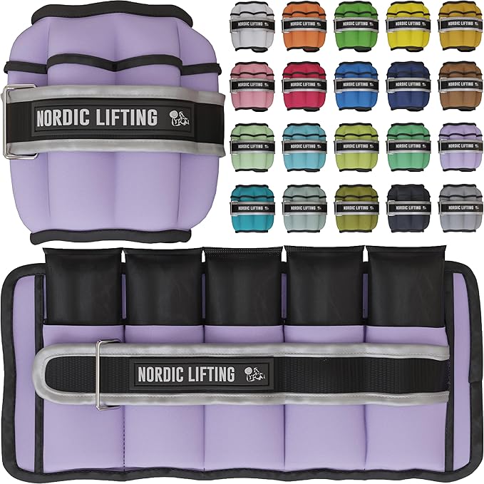 Nordic Lifting Adjustable Ankle Weights for Women & Men – 1 Pair (2–10 lbs) Wrist, Arm & Leg Weights for Gym, Yoga & Home Workouts – Secure Fit Strap Design – Durable Fitness Training Equipment