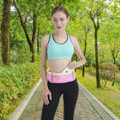USHAKE Slim Running Belt, Workout Fanny Pack for Men Women,Exercise Waist Pack for Apple iPhone Holder, Runner Belt for Running Walking Cycling Camping Gym