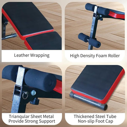 Adjustable Sit-Up Bench for Home Gym – Foldable Ab Workout Bench with Multiple Backrest Angles & Stable Steel Frame