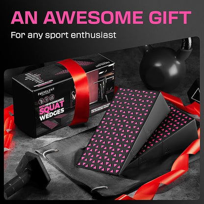 Squat Wedge Block Pair - Heel Elevated Squat Wedge for Deeper Squats, Heavy Lifting and Better Form - 17° Angle Exercise Wedges, Slant Board for Squats with Carry Backpack