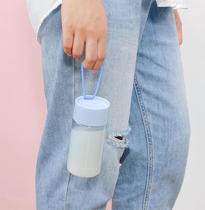 9 oz Tritan Colored Water Bottle,Infuser Small Water Bottle,Lightweight,Resuable,Leak Proof,Wide Opening,Cute and Clear(Light Blue)