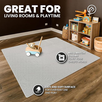 bemaxx Gym Mats Set - 18 pcs EVA Interlocking Foam Floor Tiles (12.6"x12.6"x0.4") 18sqft Protective Gym Flooring Sports Home Workout Exercise Mats Puzzle Garage Fitness Play-Room Pool Treadmill Bike