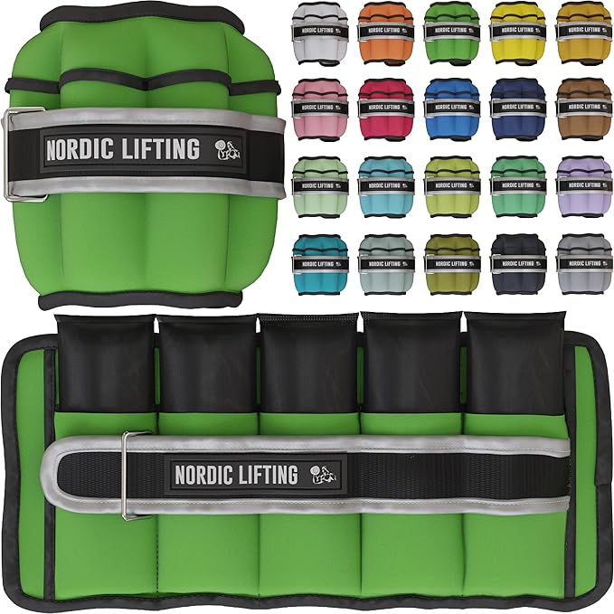 Nordic Lifting Adjustable Ankle Weights for Women & Men – 1 Pair (2–10 lbs) Wrist, Arm & Leg Weights for Gym, Yoga & Home Workouts – Secure Fit Strap Design – Durable Fitness Training Equipment