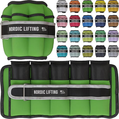 Nordic Lifting Adjustable Ankle Weights for Women & Men – 1 Pair (2–10 lbs) Wrist, Arm & Leg Weights for Gym, Yoga & Home Workouts – Secure Fit Strap Design – Durable Fitness Training Equipment
