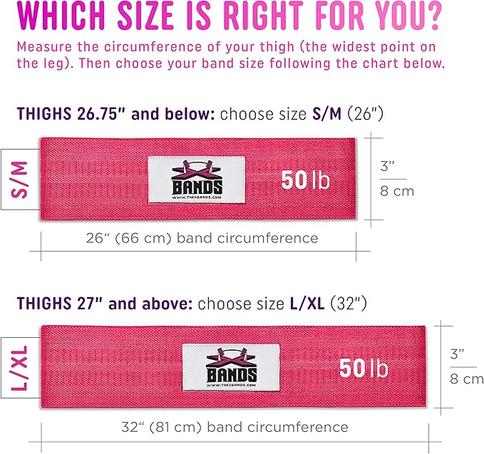 The X Bands Exercise Resistance Bands - Non-Slip Extra Thick Fabric Hip Loop Booty Bands - 20, 30, 40, 50 lb - Fitness Workout for Legs, Butt Training, Stretching, Yoga