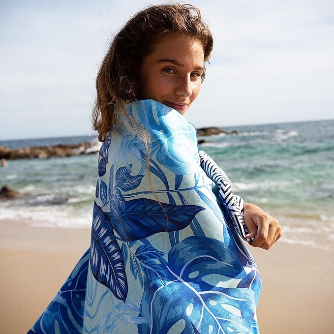 Elite Trend Quick Dry Towel Extra Large 78x35 Inch - Microfiber Beach Towel - Perfect for Beach, Travel, Swimming, Pool, Yoga, Hiking, Camping - Lightweight, Fast Drying, Compact for Adults (Palms)