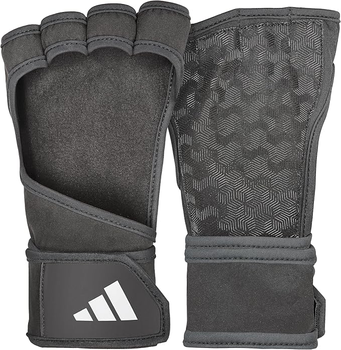 adidas Open-Back Training & Weightlifting Gloves, Fingerless Workout Gloves