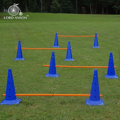 Dog Agility Hurdle Cone Set - 8 Cones & 4 Rods - Adjustable, Versatile, Heavy Duty - Agility, Obedience, Rehabilitation