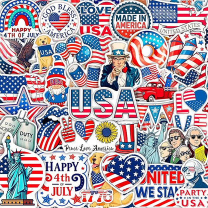 100Pcs USA Stickers and Decals for Water Bottle, Laptop - American Stickers- USA Party Supplies & Decorations - American Gifts - Gift for Women & Men