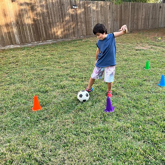 Heavy Duty Agility Training Cones (2 in, 6 in, 9 in, 12 in, 18 in, 28 in) for Sports and Kids Coaching, Multipurpose Field Marker Cones, Soccer, Basketball Drills, Bike, Motorcycle Training