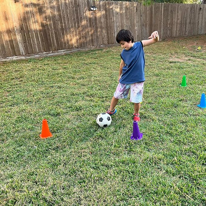 Heavy Duty Agility Training Cones (2 in, 6 in, 9 in, 12 in, 18 in, 28 in) for Sports and Kids Coaching, Multipurpose Field Marker Cones, Soccer, Basketball Drills, Bike, Motorcycle Training