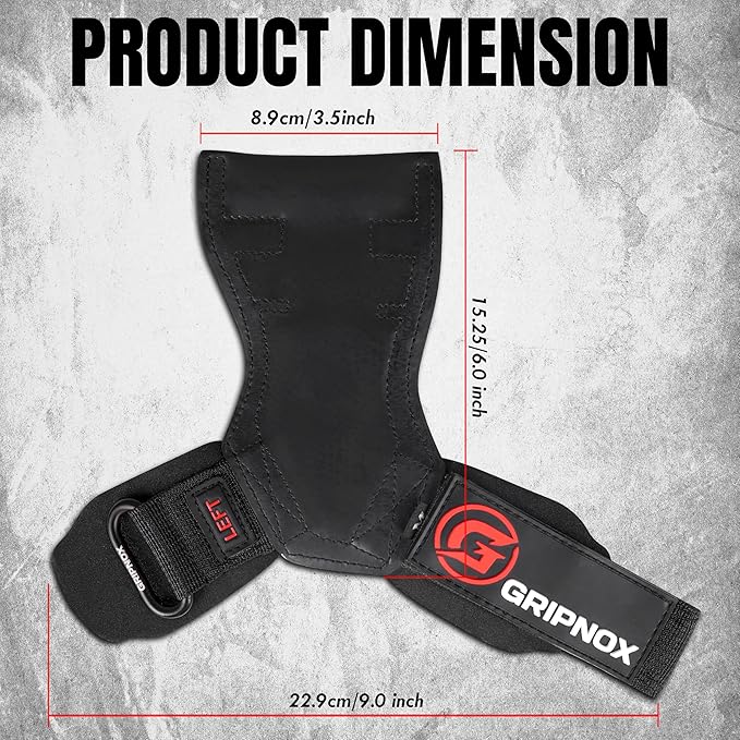 Premium Weight Lifting Grips & Straps for Deadlifts & Powerlifting – Anti-Slip Leather and Rubber Grip with Padded Wrist Wrap Support –