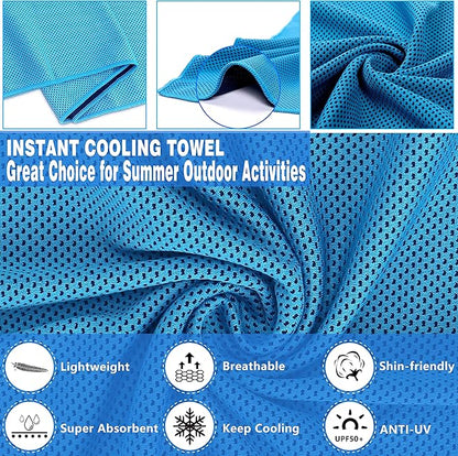 Zollen 4/6 Pack Cooling Towel(40"x12"), Ice Towel, Workout Towel, Soft Breathable Chilly Towel, Microfiber Towel for Yoga, Sport, Running, Gym, Camping, Fitness,Hike & More Activities