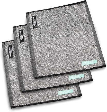 FACESOFT Mini Towels Charcoal Detox Multipack - Pulls Oils and Toxins from Skin - Infused with Activated Charcoal - Soft and Absorbent Cotton Exercise Towel - Workout Towel for Sweat - Active - 3 Pc