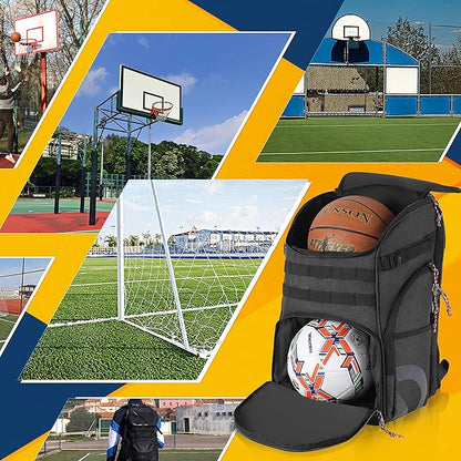TRAILKICKER Basketball Bag Backpack with Ball Holder Multi-Sport Backpack for Soccer Volleyball Football Baseball Helmet