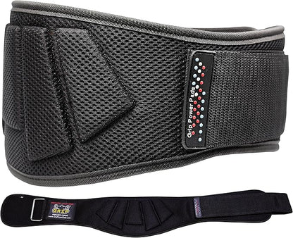 Grip Power Pads Weightlifting Gym Belt Powerlifting for Men & Women 6 Inch Back Support Best for Olympic Gym Lifting (Black, 40"- 45" Around Navel X-Large)