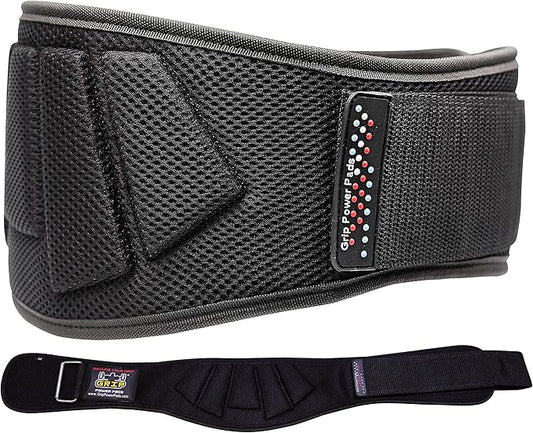 Grip Power Pads Weightlifting Gym Belt Powerlifting for Men & Women 6 Inch Back Support Best for Olympic Gym Lifting (Black, 40"- 45" Around Navel X-Large)