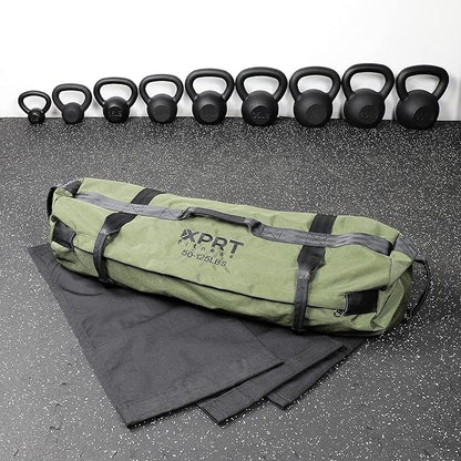 XPRT Fitness Workout Sandbag for Heavy Duty Workout Cross Training 7 Multi-positional Handles - Color Army Green/Black/Camo