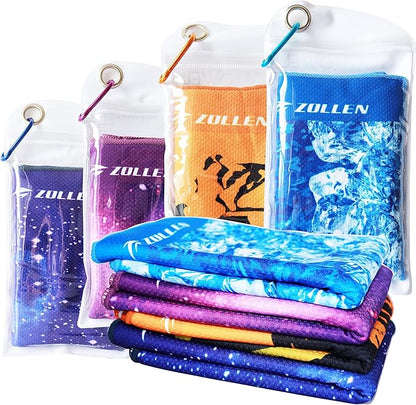 Zollen 4/6 Pack Cooling Towel(40"x12"), Ice Towel, Workout Towel, Soft Breathable Chilly Towel, Microfiber Towel for Yoga, Sport, Running, Gym, Camping, Fitness,Hike & More Activities