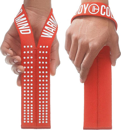 WARM BODY COLD MIND V1 Lifting Wrist Straps for Olympic Weightlifting - Rated at 660 lb - Hand Wraps for Powerlifting, Weight Lifting, Bodybuilding Functional/Cross Training, Deadlift Gym Bar, Cotton
