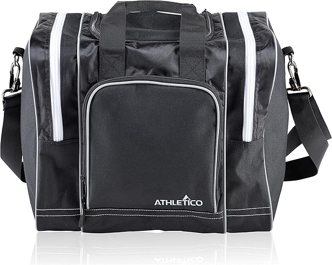 Athletico Bowling Bag for Single Ball - Single Ball Tote Bag With Padded Ball Holder - Fits a Single Pair of Bowling Shoes Up to Mens Size 14