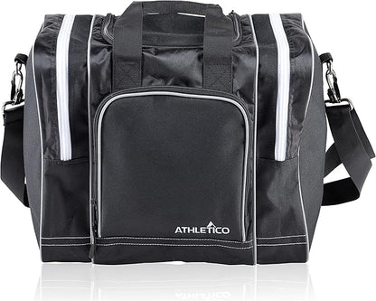 Athletico Bowling Bag for Single Ball - Single Ball Tote Bag With Padded Ball Holder - Fits a Single Pair of Bowling Shoes Up to Mens Size 14