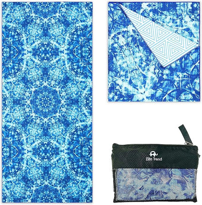 Elite Trend Microfiber Beach Towel for Adults with Bag - Extra Large 78x35 inch Lightweight Sand Free Quick Dry Towel for Travel, Swimming, Yoga, Camping (Bluewonder)