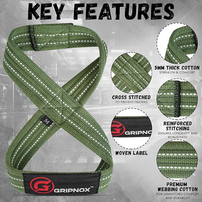 – Weight Lifting Straps Figure 8, Anti Slip Padded Wrist Support for Gym Workout Deadlift, Weightlifting, Powerlifting, Hand Bar Grip & Cross Training Strong Weightlifting Wrist Straps.