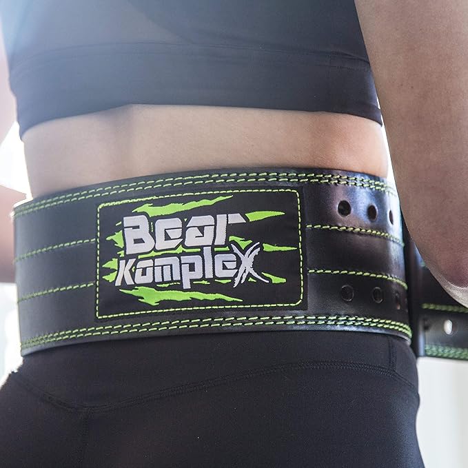 Bear KompleX Genuine Leather Adjustable Weightlifting Belt, Protection and Support for Back and Core During Training, Olympic Athletes, and Powerlifting, 5 Millimeters Thick, Men and Women