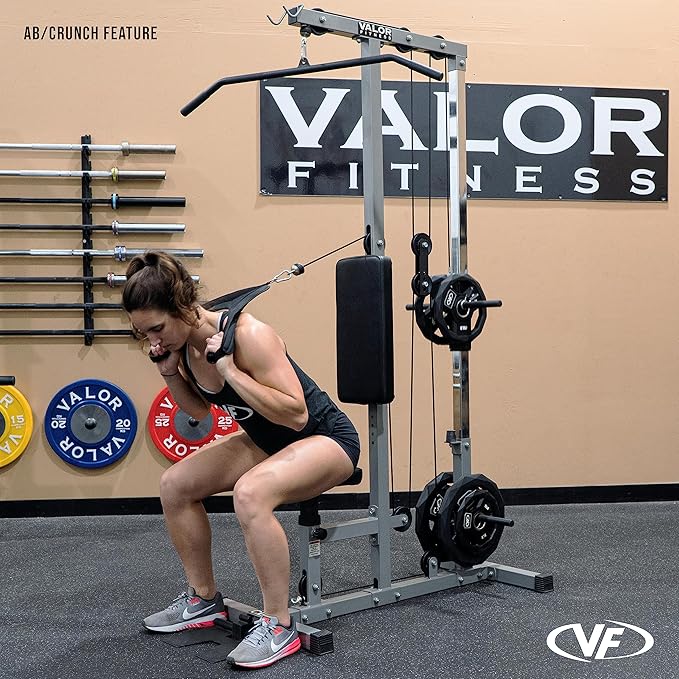 Valor Fitness Cable Machine Attachments - Tricep Rope, V-Bar, Single D-Handle, Rotating Straight Bar, Ankle Strap, Ab Crunch Harness, Triangle Chest Pull for Home Gym Equipment