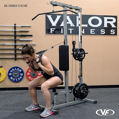 Valor Fitness Cable Machine Attachments - Tricep Rope, V-Bar, Single D-Handle, Rotating Straight Bar, Ankle Strap, Ab Crunch Harness, Triangle Chest Pull for Home Gym Equipment