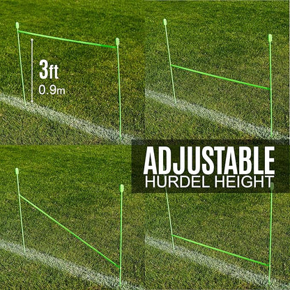 QUICKPLAY PRO Agility Poles (10x Adjustable 3ft to 6ft) for Turf & Court Training