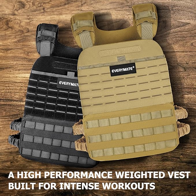 EVERYMATE Weighted Vest Men, Adjustable Weighted Vest Workout Vest for Strength Training Adjustable Strength and Endurance Training Fitness Tactical Running