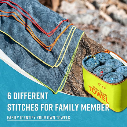 4Monster 4-Pack Quick Dry Microfiber Travel Towels – Super Absorbent, Ultra-Soft Camping Towel Set with Waterresistant Bag, Lightweight & Compact for RV, Gym, Beach, Pool, Swimming, and Family Trips