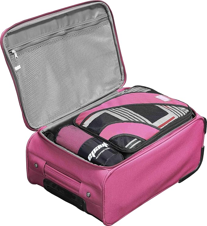 EPAuto 2-Pack Microfiber Quick Dry Towel Set - Lightweight, Super Absorbent & Compact Travel Towels (60"x30" & 24"x15") for Gym, Camping, Beach, Yoga & Backpacking, Pink