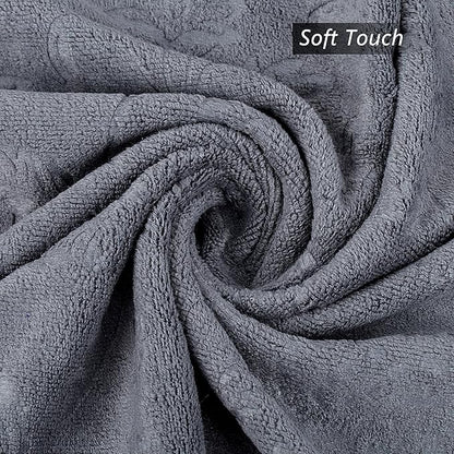 JML Bath Towels Set of 6, Oversized Large Microfiber Bath Towels for Adult Men Women, 30" x 60", Soft,Super Absorption, Perfect for Shower, Sauna, Yoga, Gym, Beach, Pool, Sport - Grey Floral Pattern