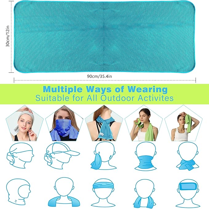 Zollen 4/6 Pack Cooling Towel(40"x12"), Ice Towel, Workout Towel, Soft Breathable Chilly Towel, Microfiber Towel for Yoga, Sport, Running, Gym, Camping, Fitness,Hike & More Activities