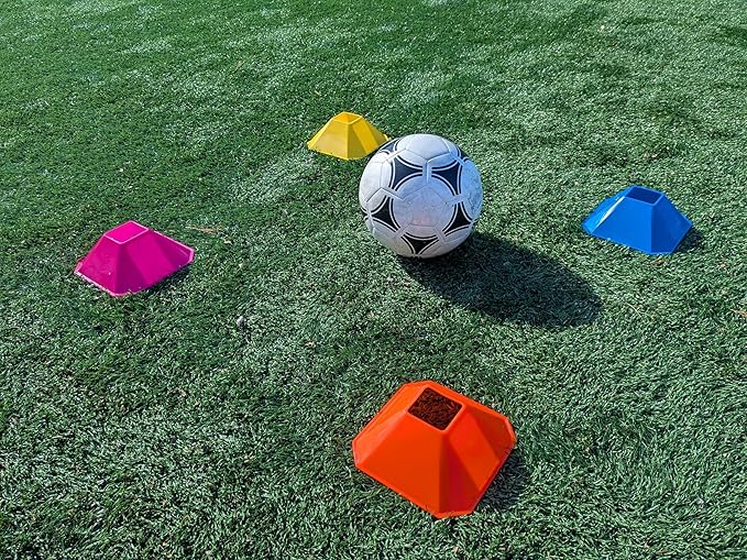 Sports Square Training Cones (Set of 10) - APEX PRO Sports - Training Cones with Carry Strap for Training, Soccer, Football, Basketball,Kids and Other Sports and Games